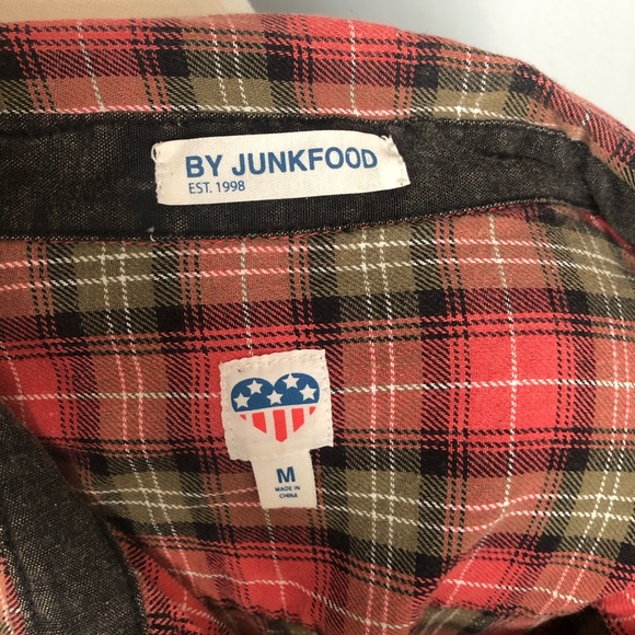 Junk Food Peace Sign Orange Flannel Button Up - Picture 9 of 9